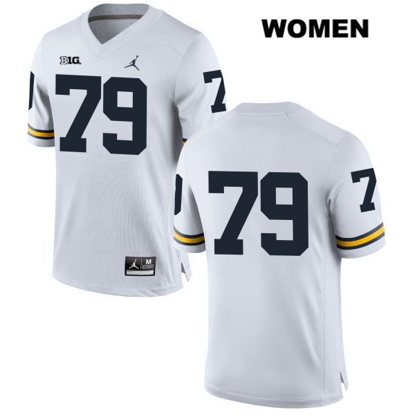 Women's NCAA Michigan Wolverines Greg Robinson #79 No Name White Jordan Brand Authentic Stitched Football College Jersey YP25D78SJ